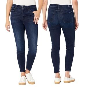7 For All Mankind High Waist Ankle Skinny Jeans Size 30 Dark Wash